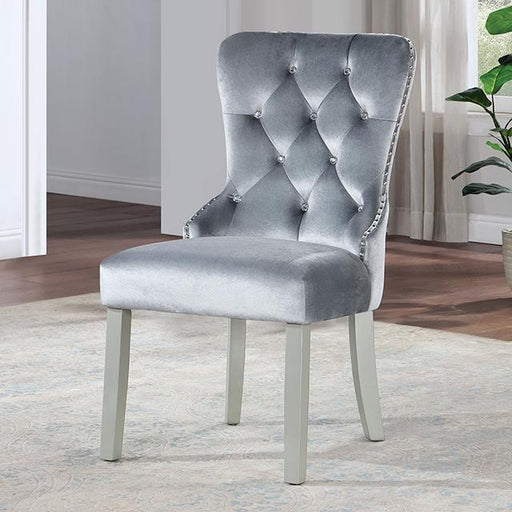 ADALIA Wingback Chair (2/CTN), Silver/Dark Gray - The Mattress Center (Fresno,CA)