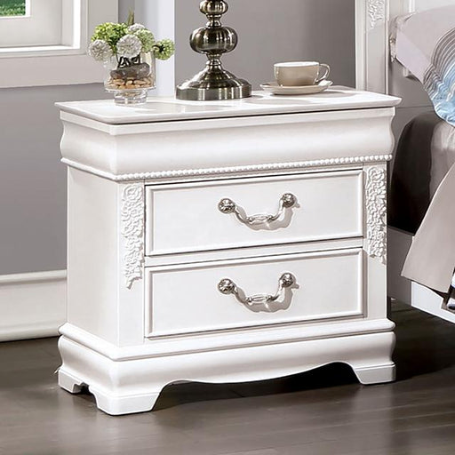 ALECIA Night Stand w/ USB, White - The Mattress Center (Fresno,CA)