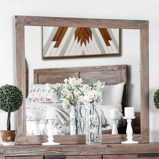 Wynton Weathered Light Oak Mirror - The Mattress Center (Fresno,CA)