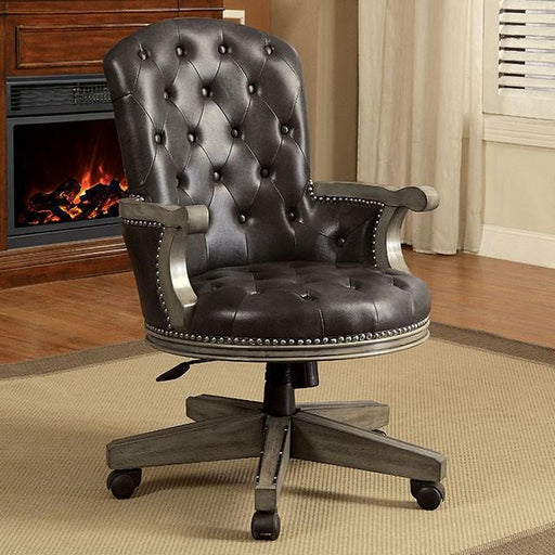 YELENA Gray/Black Height-Adjustable Arm Chair - The Mattress Center (Fresno,CA)