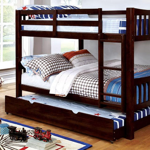 Cameron Dark Walnut, White & Gray Full/Full Bunk Bed - The Mattress Center (Fresno,CA)