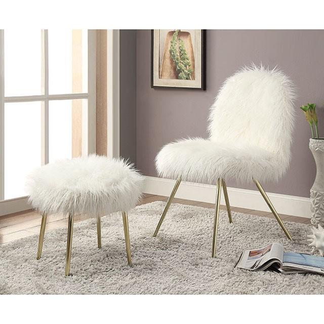 Caoimhe White/Gold Ottoman - The Mattress Center (Fresno,CA)