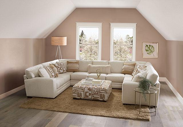 CARLETON Sectional, Ivory/Tan - The Mattress Center (Fresno,CA)