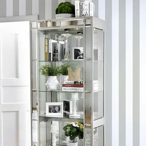 Carrollton Chrome Curio Cabinet - The Mattress Center (Fresno,CA)