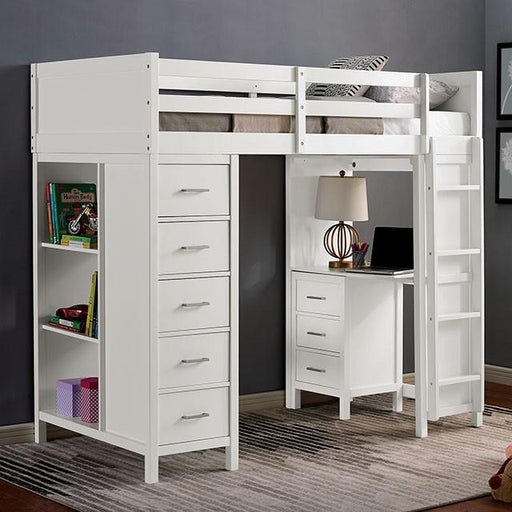 CASSIDY Twin Loft Bed w/ Drawers - The Mattress Center (Fresno,CA)