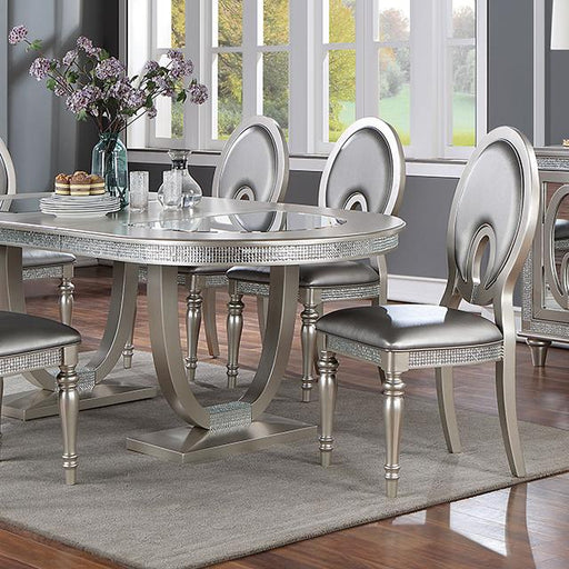 CATHALINA Oval Dining Table, Silver - The Mattress Center (Fresno,CA)