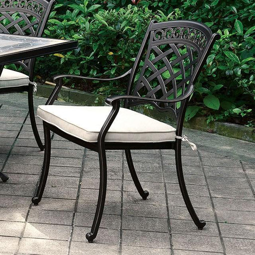 Charissa Antique Black/Beige Arm Chair (2/CTN) - The Mattress Center (Fresno,CA)