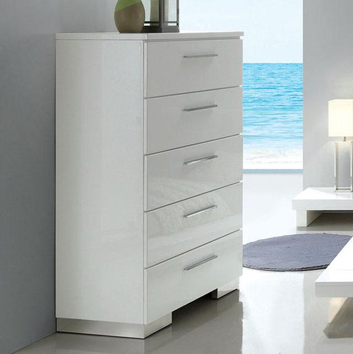 Christie Glossy White Chest - The Mattress Center (Fresno,CA)
