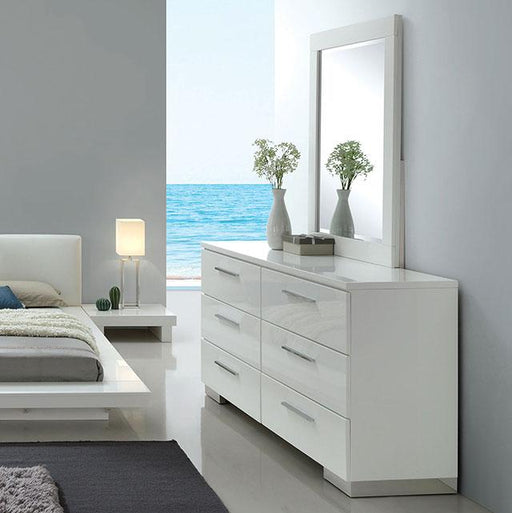 Christie Glossy White Dresser - The Mattress Center (Fresno,CA)