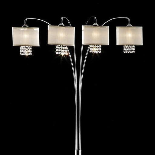 Claris Ivory/Chrome Arch Lamp, Hanging Crystal - The Mattress Center (Fresno,CA)