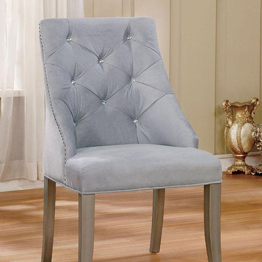 DIOCLES Silver/Light Gray Side Chair (2/CTN) - The Mattress Center (Fresno,CA)