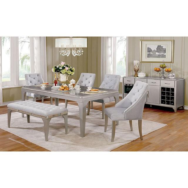 DIOCLES Silver/Light Gray Bench - The Mattress Center (Fresno,CA)