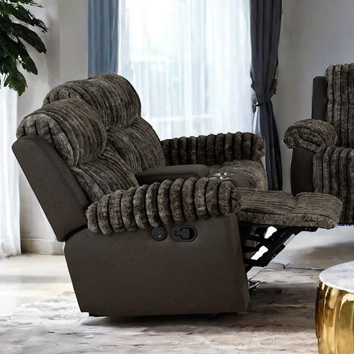 Dionysus Manual Reclining Loveseat Brown - The Mattress Center (Fresno,CA)