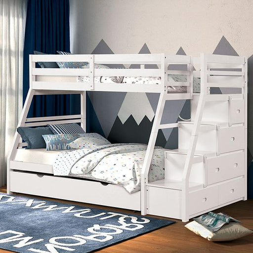 Ellington Twin/Full Bunk Bed White & Espresso - The Mattress Center (Fresno,CA)