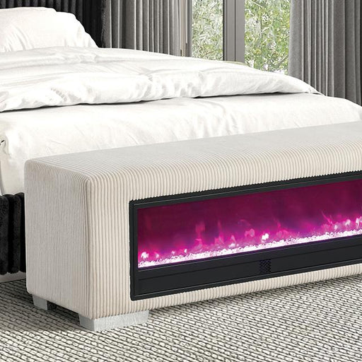 Elnath Bench w/ Visual Crystal Fireplace - The Mattress Center (Fresno,CA)