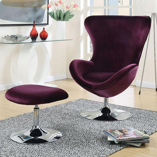 Eloise Purple Accent Chair w/ Ottoman - The Mattress Center (Fresno,CA)
