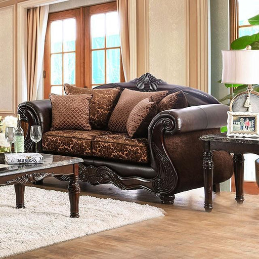 ELPIS Brown/Espresso Love Seat - The Mattress Center (Fresno,CA)