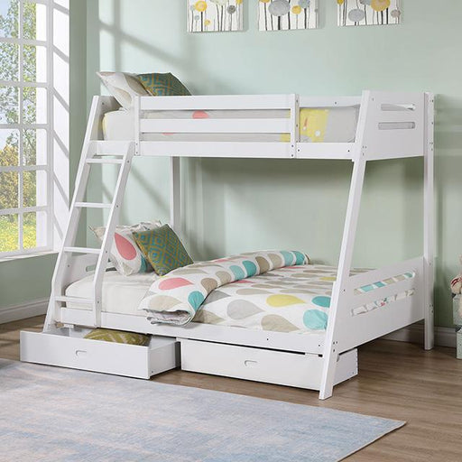 Emilee Twin/Full Bunk Bed White, Grey, Espresso, & Black - The Mattress Center (Fresno,CA)