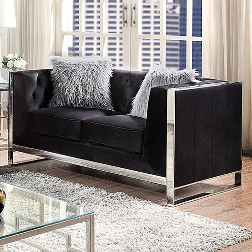 EVADNE Loveseat w/ Pillows, Black - The Mattress Center (Fresno,CA)
