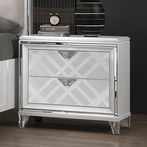 EMMELINE Night Stand w/ USB, White - The Mattress Center (Fresno,CA)