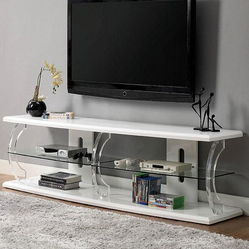 Ernst White/Clear 60" TV Stand - The Mattress Center (Fresno,CA)