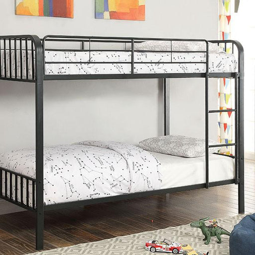 CLEMENT Black Metal Twin/Twin Bunk Bed - The Mattress Center (Fresno,CA)