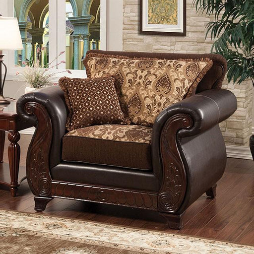 Franklin Dark Brown/Tan Chair With Pu In Brown - The Mattress Center (Fresno,CA)