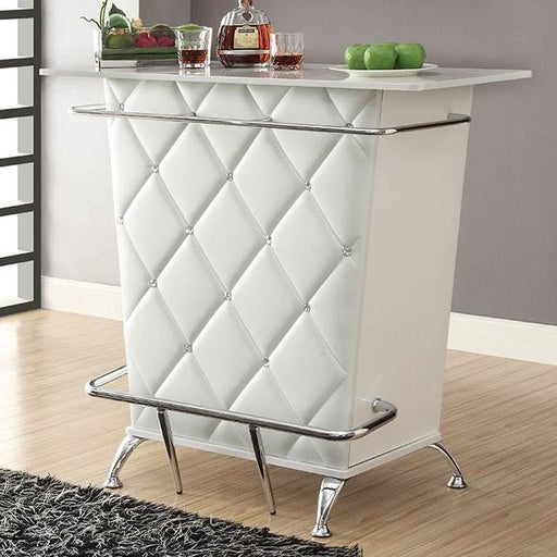 Fuero White/Chrome Bar Table (K/D) - The Mattress Center (Fresno,CA)