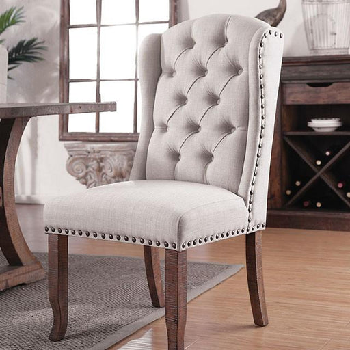 Gianna Rustic Pine/Ivory Wingback Chair (2/CTN) - The Mattress Center (Fresno,CA)