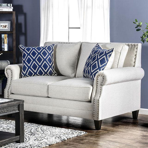 Giovanni Beige/Blue Love Seat - The Mattress Center (Fresno,CA)