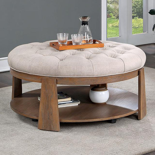 GUIS Round Coffee Table, Beige - The Mattress Center (Fresno,CA)