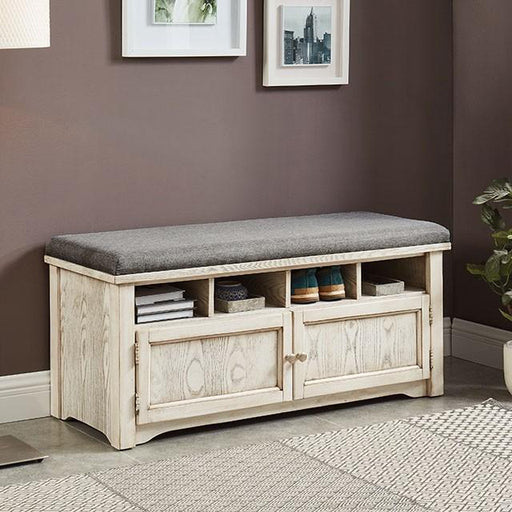 Gwebdolyn Weather White Shoe Bench - The Mattress Center (Fresno,CA)