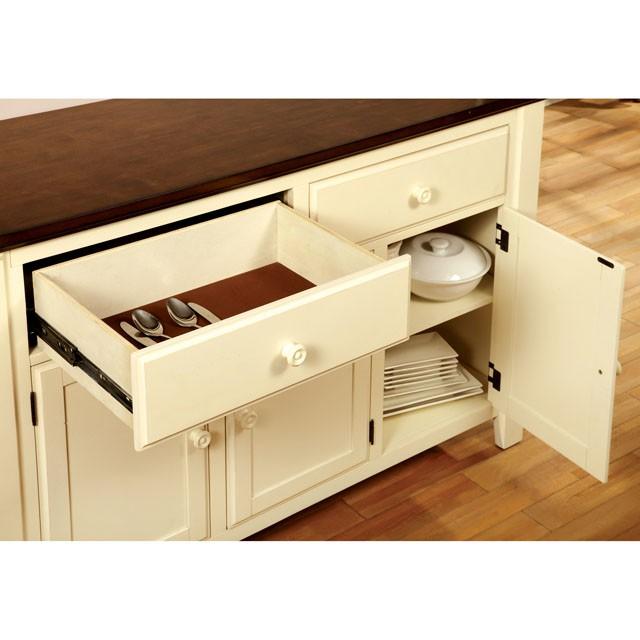 HARRISBURG Vintage White/Dark Oak Server - The Mattress Center (Fresno,CA)