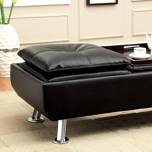 HAUSER II Black/Chrome Ottoman, Black - The Mattress Center (Fresno,CA)