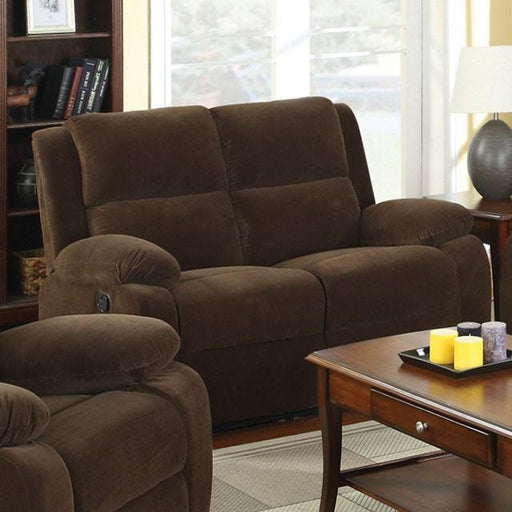 Haven Dark Brown Love Seat w/ 2 Recliners - The Mattress Center (Fresno,CA)