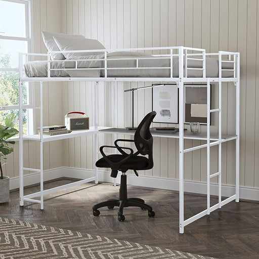Cybill Full Loft Bed White, Silver, & Black - The Mattress Center (Fresno,CA)