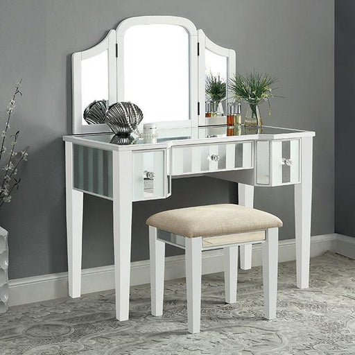 Cyndi White Vanity w/ Stool - The Mattress Center (Fresno,CA)