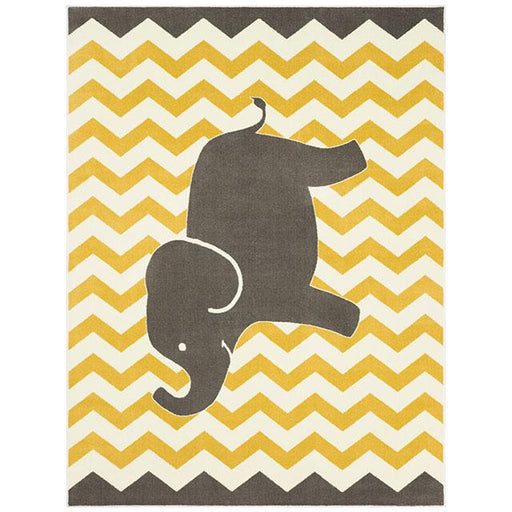 BARON 5' X 8', Area Rug, Elephant, Yellow/Gray - The Mattress Center (Fresno,CA)