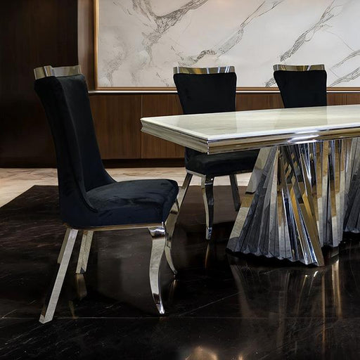 Basilicata 7 Pc Dining Table Set Chrome & Gold 5 - The Mattress Center (Fresno,CA)