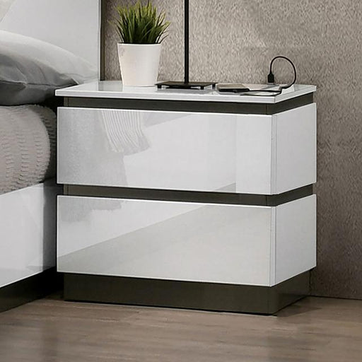 BIRSFELDEN Night Stand w/ USB, White - The Mattress Center (Fresno,CA)