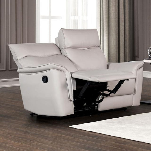 Bienne Loveseat Manual Recliner White & Black - The Mattress Center (Fresno,CA)