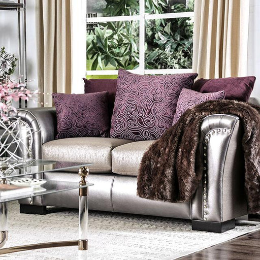 Benigno Love Seat Silver & Gray - The Mattress Center (Fresno,CA)