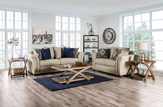 BELSIZE Sofa, Beige/Navy - The Mattress Center (Fresno,CA)