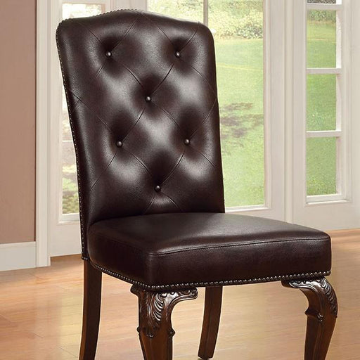 Bellagio Brown Cherry/Pattern Leatherette Side Chair (2/CTN) - The Mattress Center (Fresno,CA)
