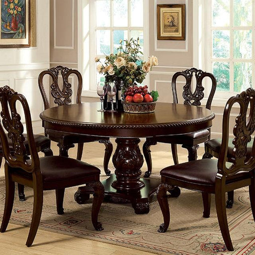 Bellagio Brown Cherry Round Dining Table - The Mattress Center (Fresno,CA)