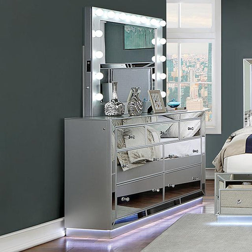 BELLADONNA Dresser w/ LED, Silver - The Mattress Center (Fresno,CA)
