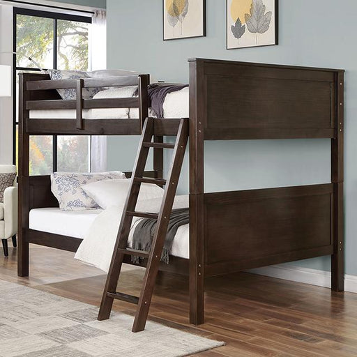 STAMOS Full/Full, Twin/Full, & Twin/twin Bunk Bed, Walnut - The Mattress Center (Fresno,CA)