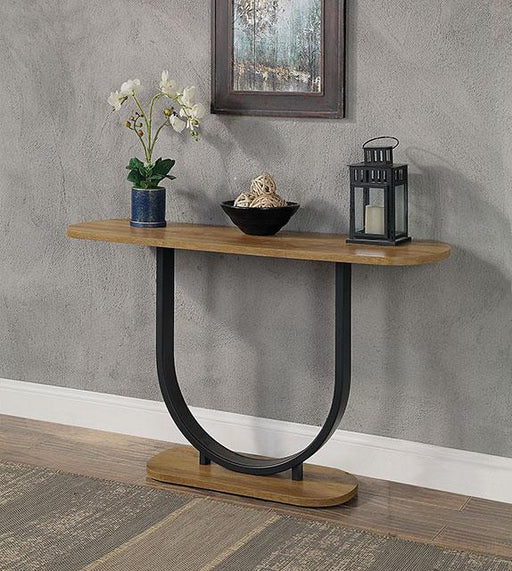 OLBIA Sofa Table, Rustic Oak/Sand Black - The Mattress Center (Fresno,CA)