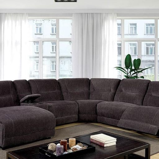 KARLEE II Gray Sectional w/ Console - The Mattress Center (Fresno,CA)