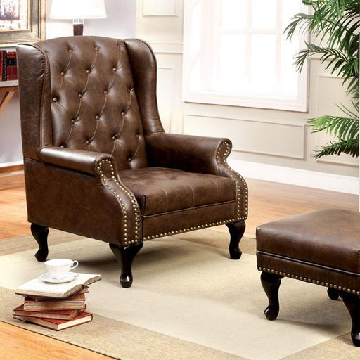 VAUGH Rustic Brown Accent Chair - The Mattress Center (Fresno,CA)